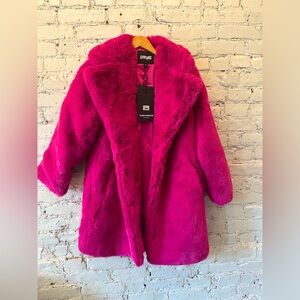 Apparis Stella faux fur coat in hot pink